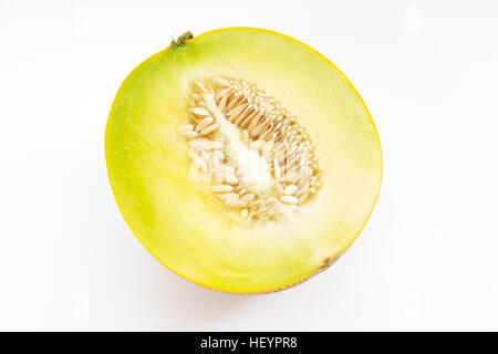 Melone Galia metà (Cucumis melo) Foto Stock