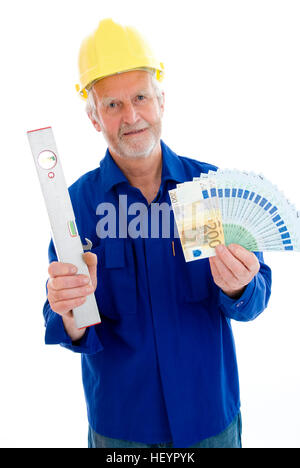 I vecchi tradesman azienda cash Foto Stock