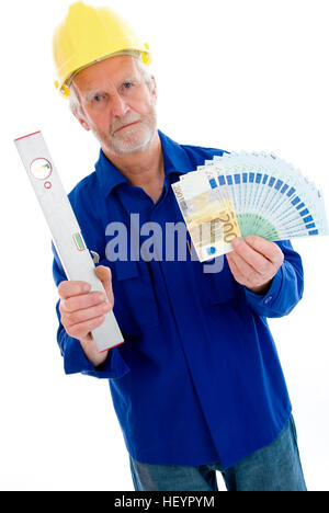 I vecchi tradesman azienda cash Foto Stock