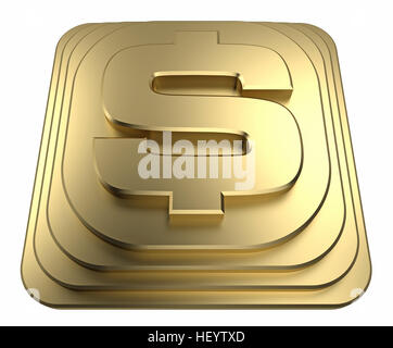 Oro dollaro su un piedistallo. Il rendering 3D Foto Stock