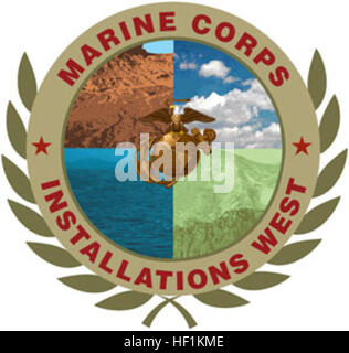 Il logo delle installazioni dei Marine Corps West rappresenta il comando responsabile della gestione di più basi dei Marine Corps sulla costa occidentale degli Stati Uniti. Identifica l'organizzazione e ne simboleggia la missione e l'autorità. Foto Stock