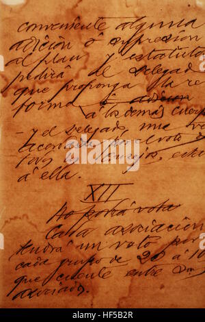 Vecchie lettere scritte da José Martí presso un museo sulla Plaza de la Revolución, Havana, Cuba, Caraibi, America Foto Stock