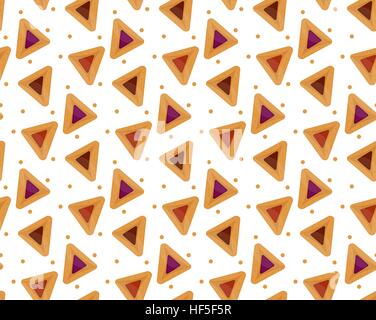 Purim hamantaschen seamless pattern. Tradizionale ebraico piatto della vacanza di . infinite sfondo, texture, sfondo. Illustrazione Vettoriale Illustrazione Vettoriale