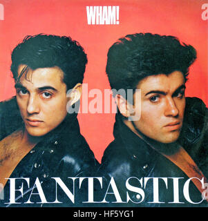 Wham! LP "fantastico", il grammofono registrare coperchio, George Michael e Andrew Ridgeley, 1983. Foto Stock