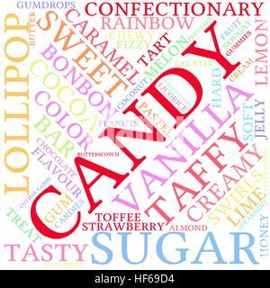 Candy word cloud su uno sfondo bianco. Illustrazione Vettoriale