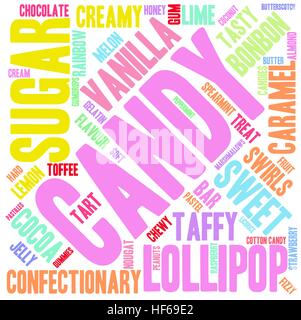 Candy word cloud su uno sfondo bianco. Illustrazione Vettoriale