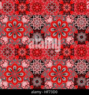 Seamless pattern su piastrelle in maiolica, arabo, verde, arancio, vettore Illustrazione Vettoriale