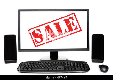 'Sale' iscrizione sul desktop sul monitor di un computer Foto Stock
