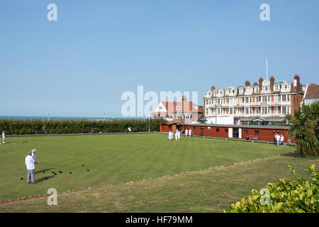 Walpole Bay Hotel e bowling club, Cliftonville, Margate, Kent, England, Regno Unito Foto Stock