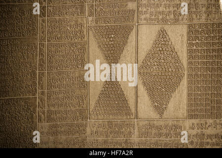 Questi sono un gruppo di templi Jain risalente XII e XV secolo e sono dedicate a varie Jain Tirthankars (eremiti). Sulle pareti del tem Foto Stock