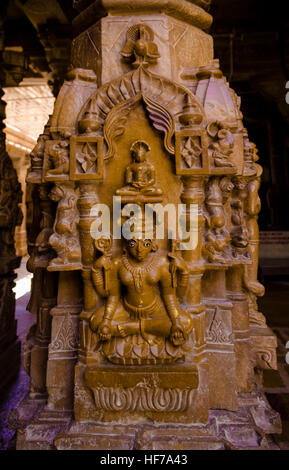 Questi sono un gruppo di templi Jain risalente XII e XV secolo e sono dedicate a varie Jain Tirthankars (eremiti). Sulle pareti del tem Foto Stock