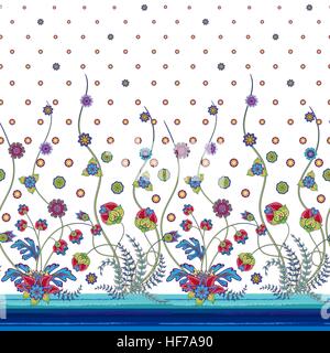 Vettore verticale seamless pattern con decorazione, disegnati a mano la texture per i vestiti, biancheria, invito card design ecc. Illustrazione Vettoriale