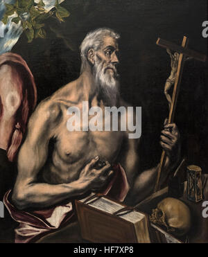 El Greco - Domenikos Theotokopoulos (1541-1614), San Girolamo, ca. 1600. San Jerónimo. Foto Stock