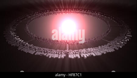 Dyson swarm, anello world.alien megastructure che circonda una stella , costruita per catturare l'energia necessaria per le civiltà avanzate. 3D render Foto Stock