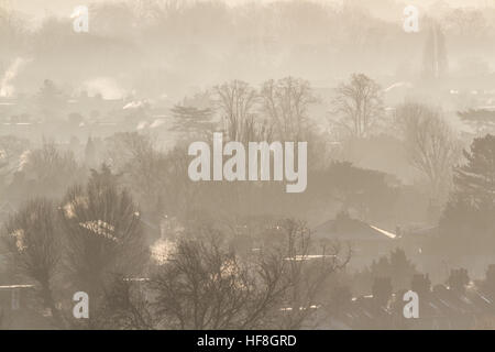 Wimbledon Londra,UK. Il 29 dicembre 2016. Paesaggio di Wimbledon immersa in un bagno di sole in inverno con temperature di congelamento su una bella fredda mattina Credito: amer ghazzal/Alamy Live News Foto Stock