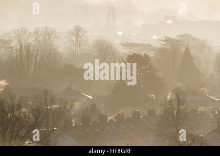 Wimbledon Londra,UK. Il 29 dicembre 2016. Paesaggio di Wimbledon immersa in un bagno di sole in inverno con temperature di congelamento su una bella fredda mattina Credito: amer ghazzal/Alamy Live News Foto Stock