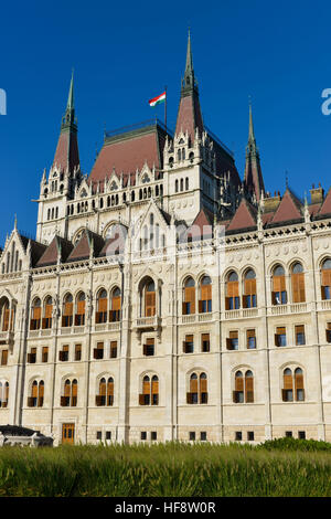 Parlamentsgebaeude, Kossuth Lajos ter, Budapest, Ungarn, il palazzo del Parlamento, Ungheria Foto Stock