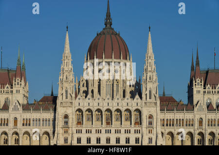 Parlamentsgebaeude, Kossuth Lajos ter, Budapest, Ungarn, il palazzo del Parlamento, Ungheria Foto Stock