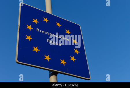 Grenze, Schilder, Cieszyn, Polen, Border, segni, Polonia Foto Stock