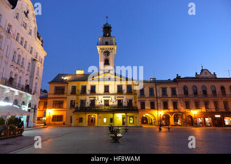 Il Rathaus, Marktplatz, Cieszyn, Polen, Municipio marketplace, Polonia Foto Stock