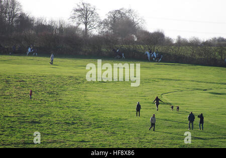 La folla godendo di paese rurale sport Holderness Hunt Boxing Day soddisfare, Beverley Westwood 26 Dicembre 2016 Foto Stock