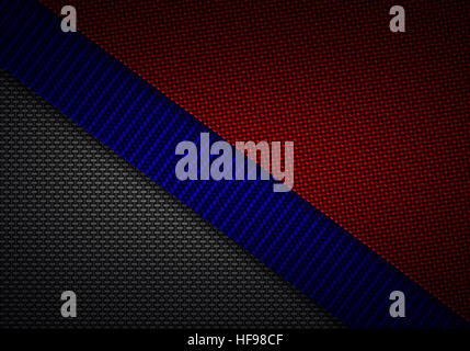 Abstract moderno rosso blu in fibra di carbonio nero testurizzato design materiale per lo sfondo, graphic design Foto Stock