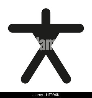Simbolo di un essere umano silhouette, fatta di tre barre di lunghezza uguale e un quarto, ma più corti bar. Bianco e nero pittogramma. Foto Stock