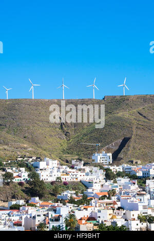 Mulini a vento a Puerto de las Nieves, gran canaria, Spagna Foto Stock