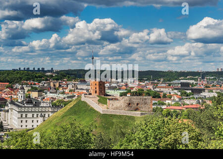 Vista di Vilnius per la torre di Gediminas di Vilnius, Lituania, paesi baltici, Europa Foto Stock