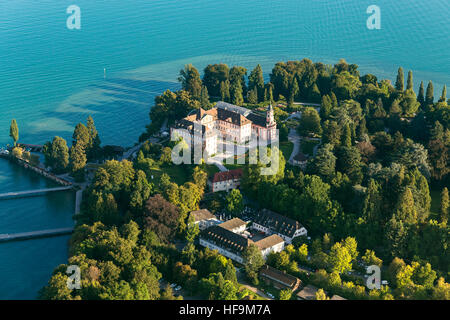 Vista aerea, Isola di Mainau, castello, lago di Costanza, Baden-Württemberg, Germania Foto Stock