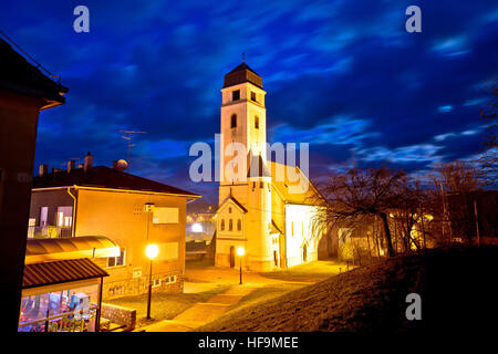 Krizevci storica cattedrale vista serale, Prigorje regione della Croazia Foto Stock