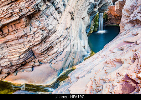 Piscina termale, Hamersley Gorge, Karijini National Park, Australia occidentale Foto Stock