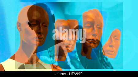 Ritratto creativo di un manichino in un elegante posa. Altered digitalmente foto- Arte e illustrazione. Foto Stock