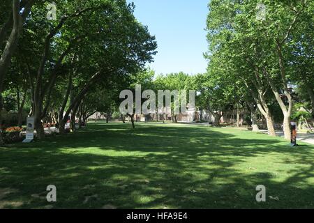 Parco al di fuori del Palazzo Topkapi ad Istanbul in Turchia Foto Stock