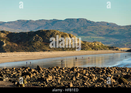 Criccieth. spiaggia a nord del Galles Regno Unito Foto Stock