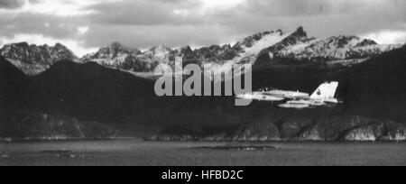 FA-18C Hornet di VFA-86 in volo durante l'esercitazione NATO North Star 1991 Foto Stock