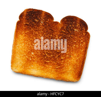 Un toast bruciato isolato su sfondo bianco. Foto Stock