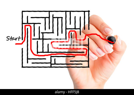 Labirinto o trovare soluzioni concept Foto Stock