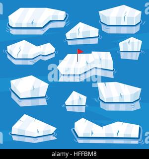 Cartoon Iceberg Set. Illustrazione Vettoriale. Dettagli per il design del gioco. Livello artico. Illustrazione Vettoriale