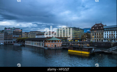 Giorno nuvoloso a Ginevra, Svizzera, Foto Stock