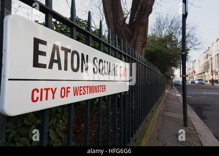 Eaton Square a Belgravia, area esclusiva di Londra SW1 Foto Stock