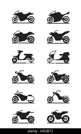 Vari tipi di motocicli - illustrazione vettoriale Illustrazione Vettoriale