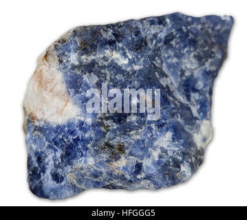 Campione di minerale sodalite pietra preziosa isolati su sfondo bianco Foto Stock