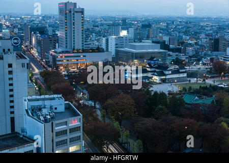 Vista generale della città di Toyama,vista da Toyama, Municipio di Città di Toyama, Prefettura di Toyama, Giappone Foto Stock