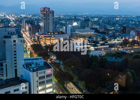 Vista generale della città di Toyama,vista da Toyama, Municipio di Città di Toyama, Prefettura di Toyama, Giappone Foto Stock