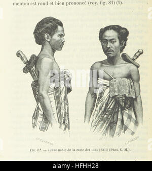 Questo lavoro sull'antropologia esamina gli uomini fossili e gli uomini selvatici, esplorando la comprensione scientifica dell'evoluzione umana, accompagnata da illustrazioni e una mappa. Foto Stock