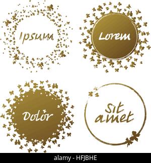 Disegnata a mano grunge telaio a cerchio illustrazione vettoriale. Set di modello di inchiostro per i logo glamour. Illustrazione Vettoriale