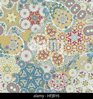 Modello senza soluzione di continuità sulla base di tradizionali elementi asiatici Paisley. Colorate blu pastello giallo vinoso illustrazione. Sfondo del vettore. Illustrazione Vettoriale