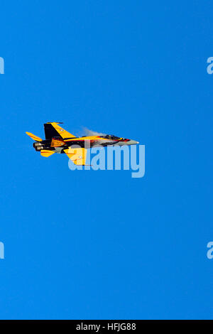 Un'immagine verticale di un Canadian Air Force CF-18 Hornet jet da combattimento aereo Foto Stock