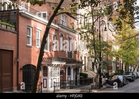 Quartiere residenziale, East 19th Street, New York, Stati Uniti d'America Foto Stock